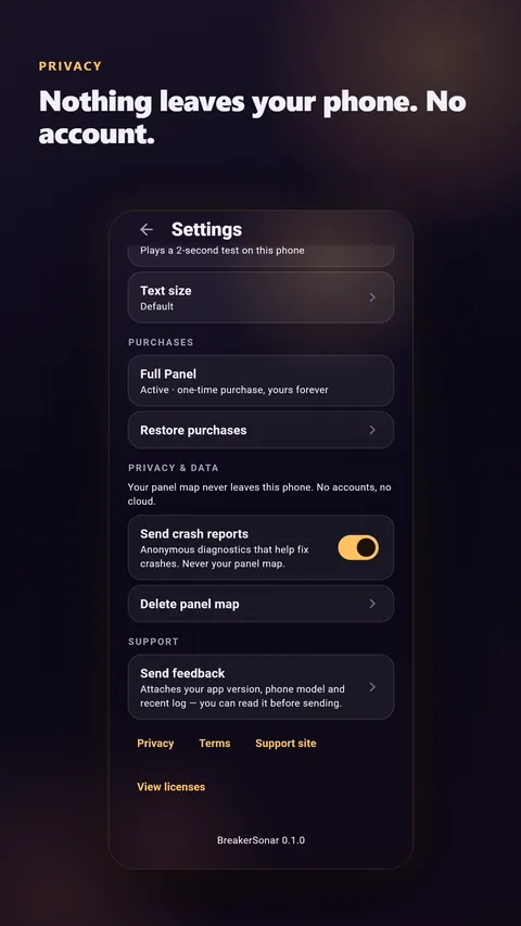 Privacy screen: the map never leaves the phone